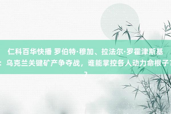 仁科百华快播 罗伯特·穆加、拉法尔·罗霍津斯基：乌克兰关键矿产争夺战，谁能掌控各人动力命根子？