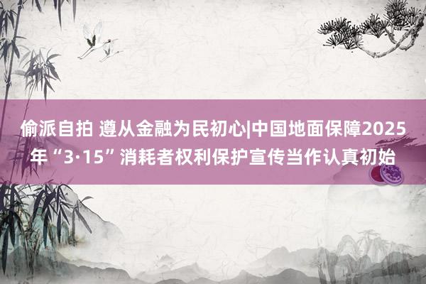 偷派自拍 遵从金融为民初心|中国地面保障2025年“3·15”消耗者权利保护宣传当作认真初始